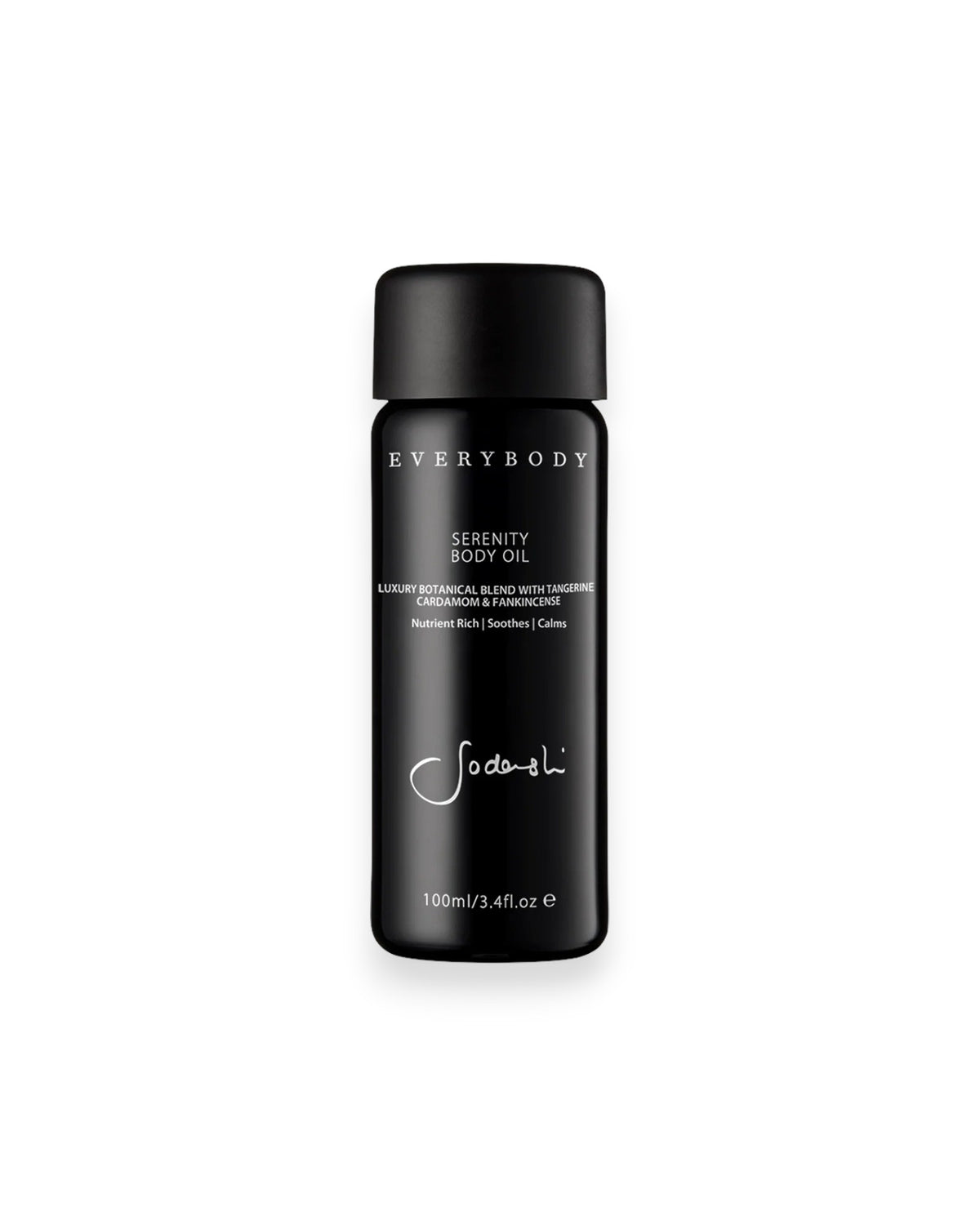 A black cylindrical bottle of Sodashi&