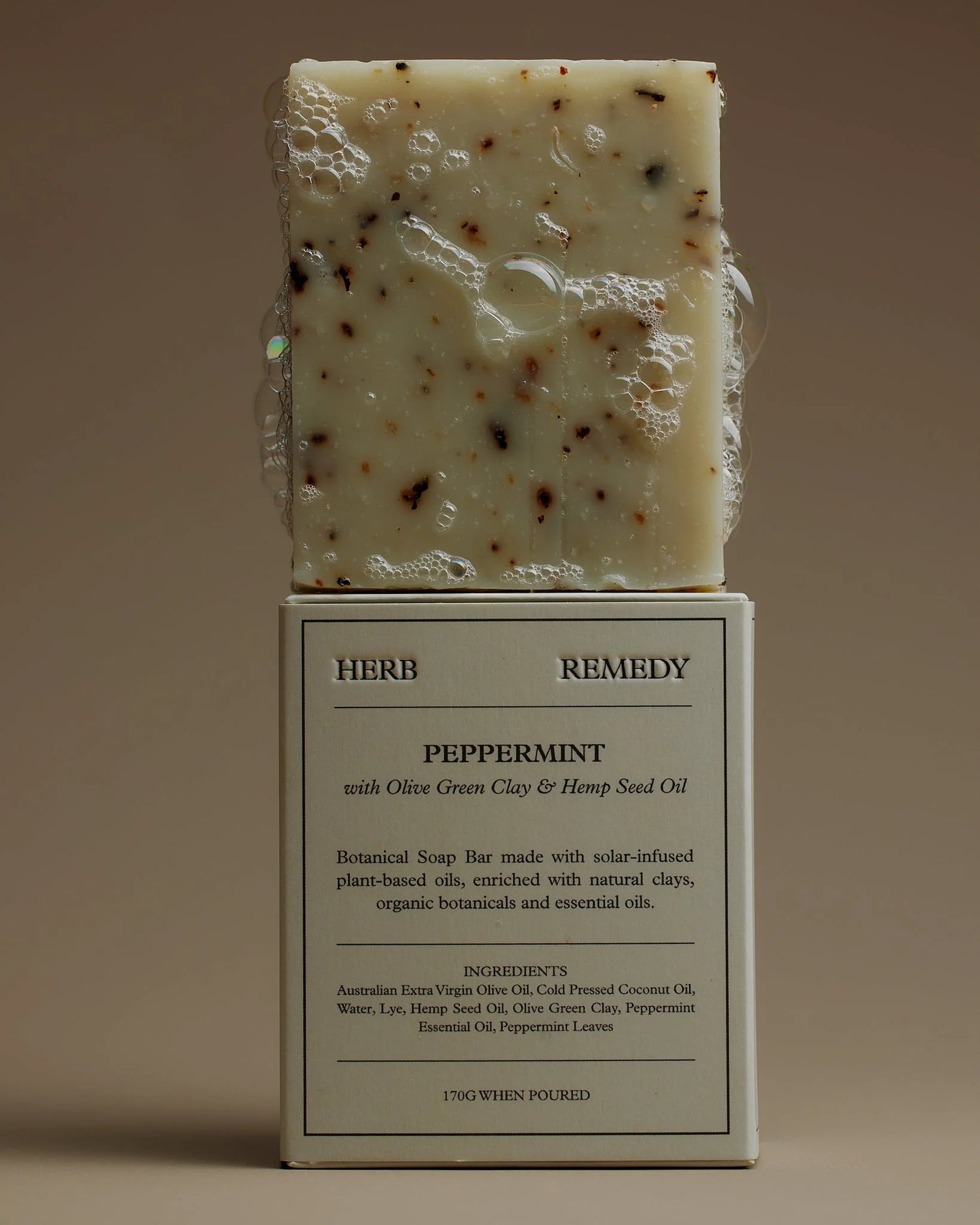 PEPPERMINT WITH OLIVE GREEN CLAY SOAP BAR BY HERB REMEDY