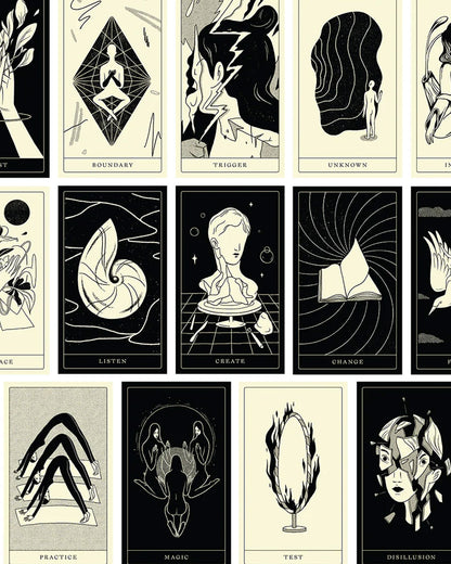 A selection of illustrated cards from the Poesis Oracle Card Deck. 