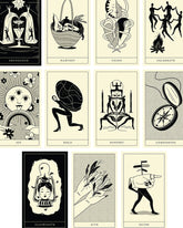 A selection of illustrated cards from the Poesis Oracle Card Deck. 