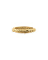 A gold band ring with circle embellishments running in a single row along the ring. Inside back of ring reads the brand&