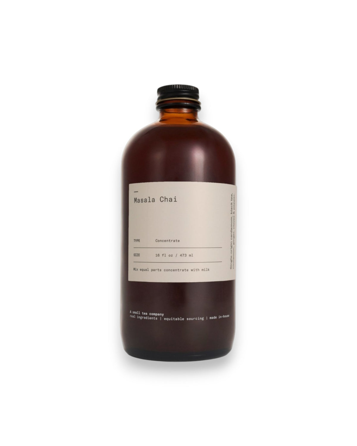 An amber glass bottle of Dona&