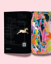 An inside spread of Double Blind magazine issue three, the left side repeats the words &