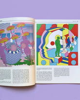 An inside spread of Double Blind magazine issue five featuring a story with psychedelic-style illustrations. 
