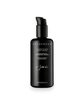 A black glass pump bottle of Sodashi&