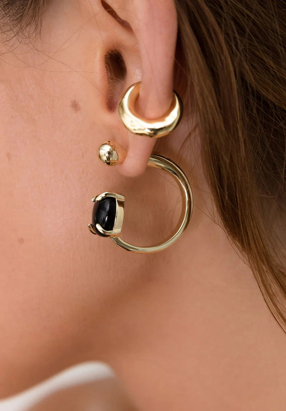 ACCORD PUNK ONYX EARRINGS BY F+H STUDIOS