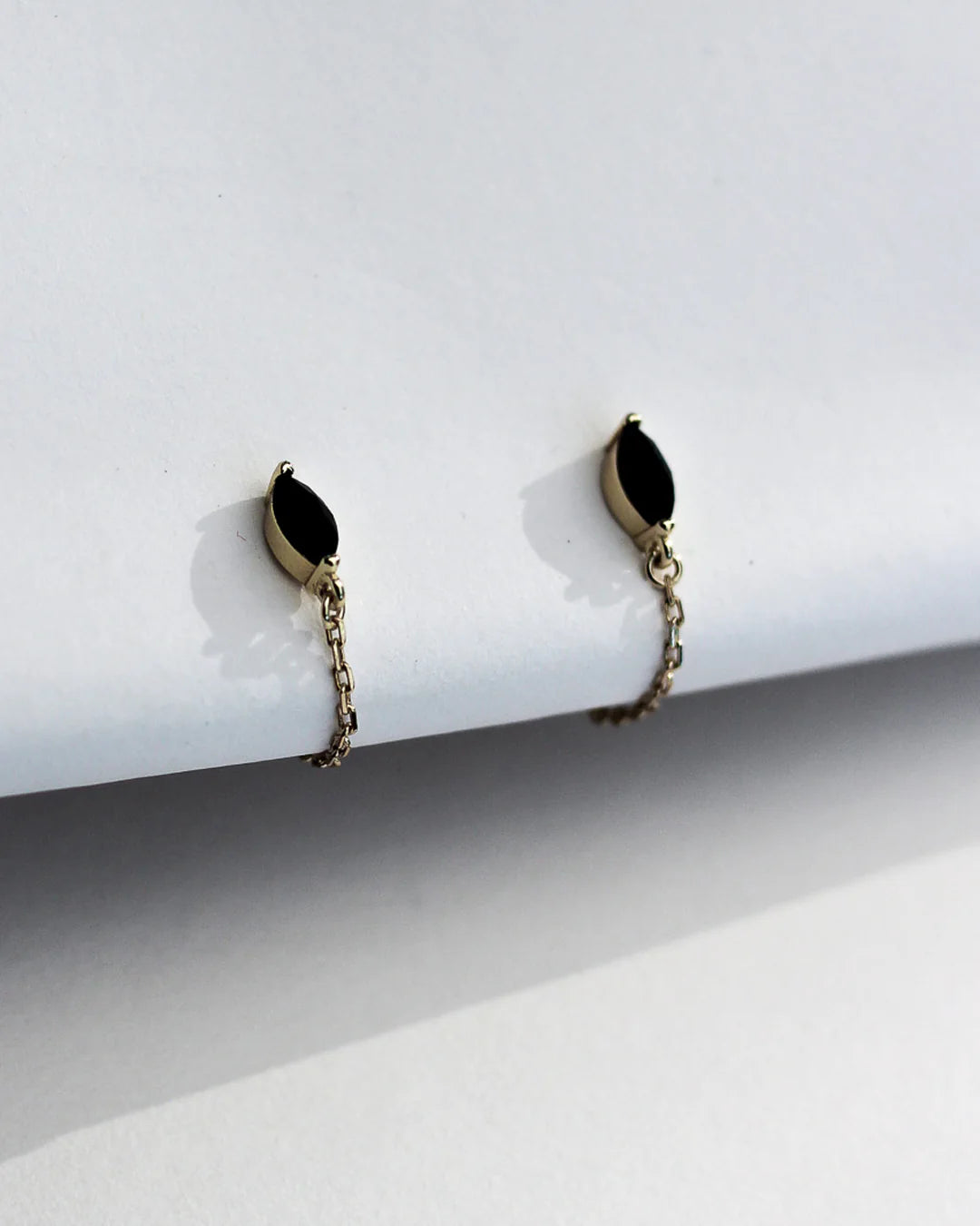 MARQUISE ONYX CHAIN STUDS BY F+H STUDIOS