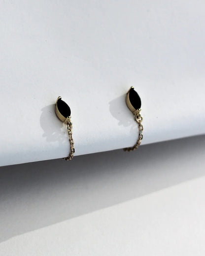 MARQUISE ONYX CHAIN STUDS BY F+H STUDIOS