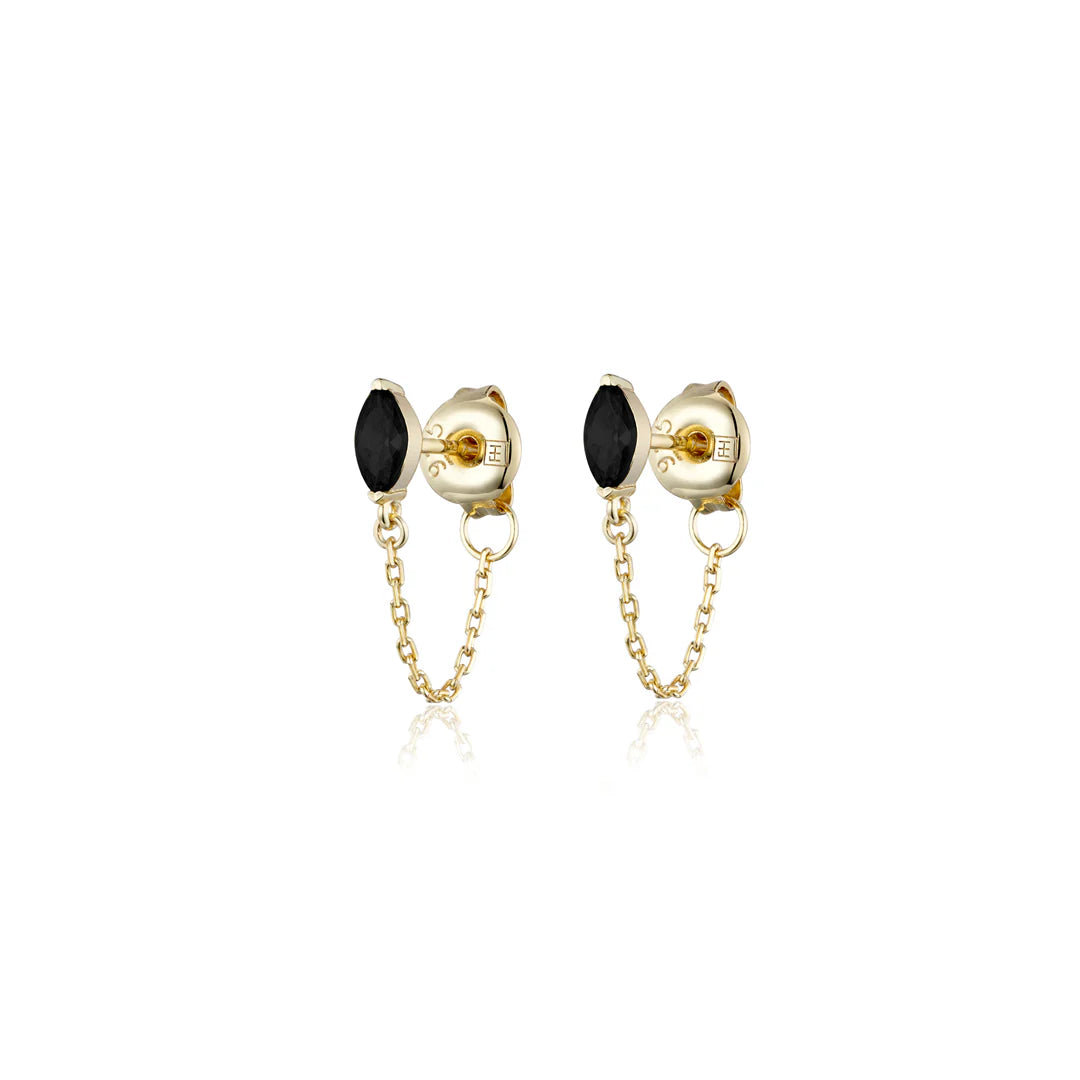 MARQUISE ONYX CHAIN STUDS BY F+H STUDIOS