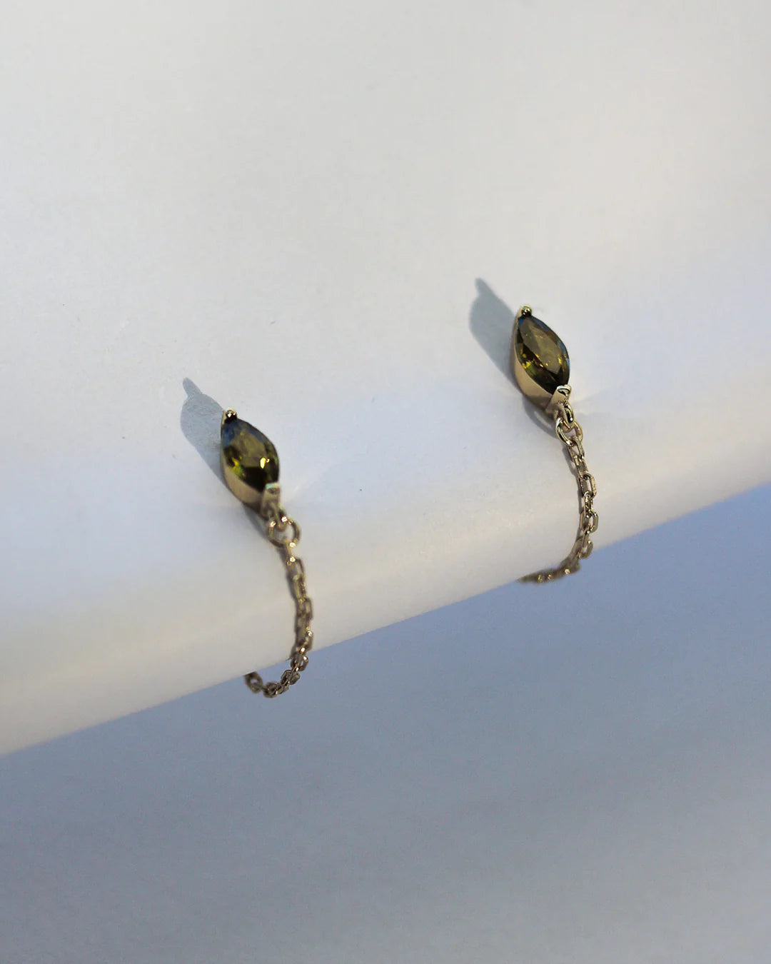 MARQUISE PERIDOT CHAIN STUDS BY F+H STUDIOS