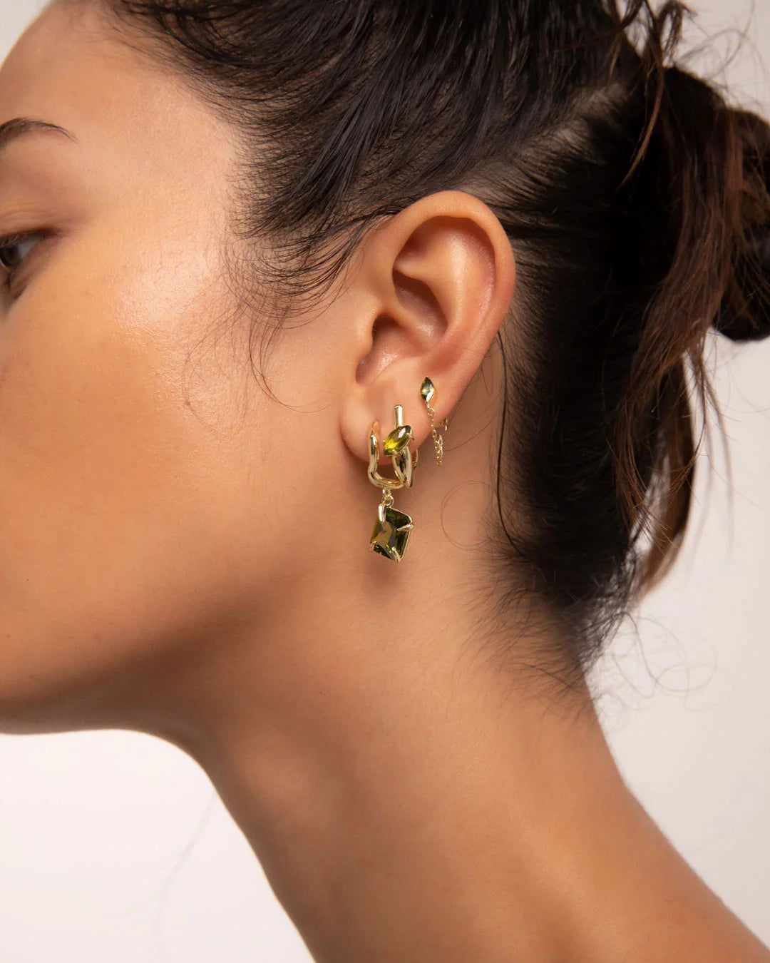 MARQUISE PERIDOT CHAIN STUDS BY F+H STUDIOS