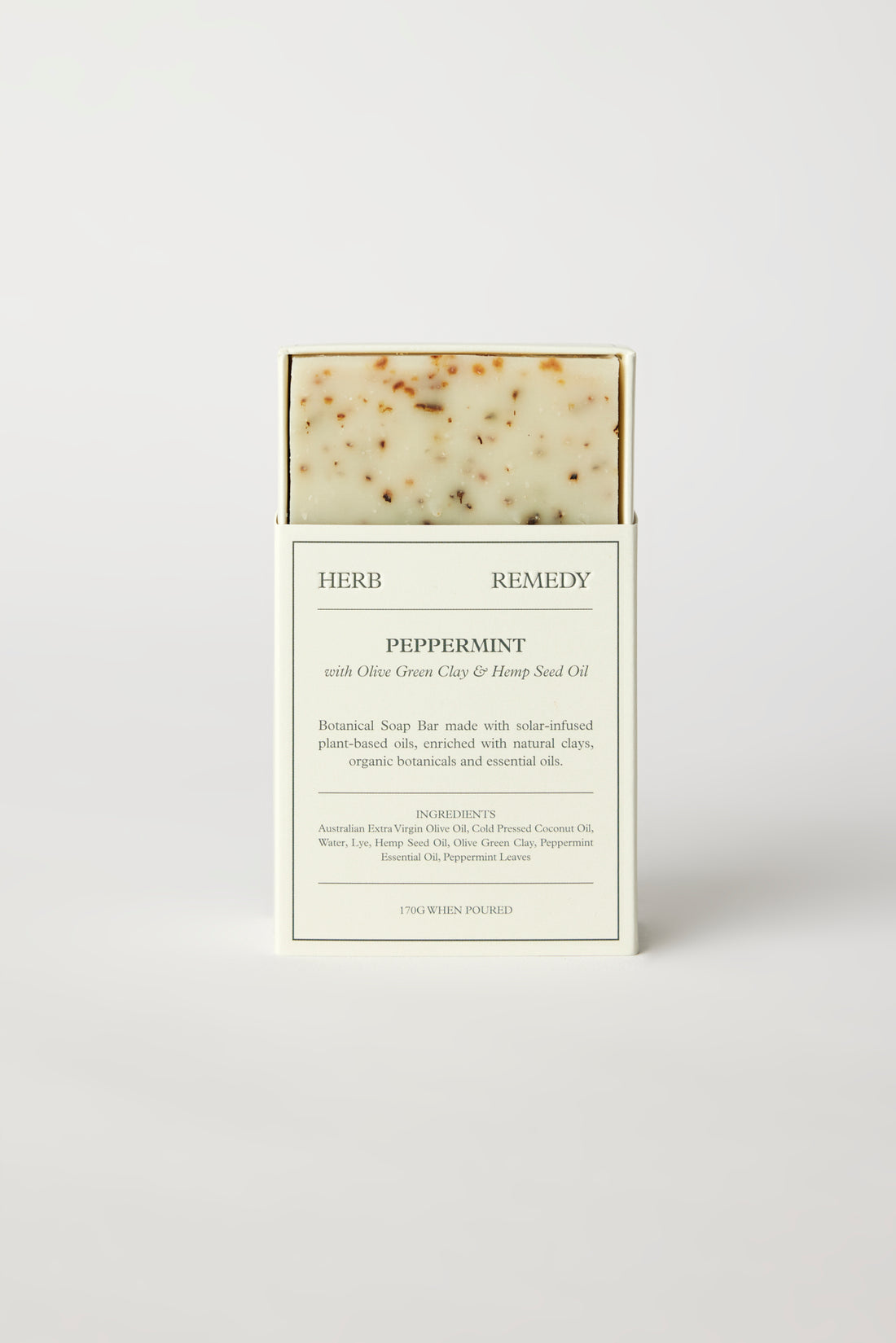 PEPPERMINT WITH OLIVE GREEN CLAY SOAP BAR BY HERB REMEDY