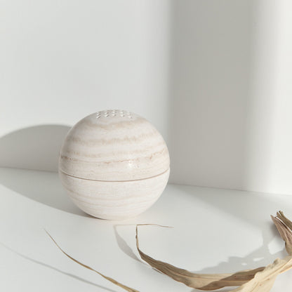 TRAVERTINE SPHERE INCENSE BURNER BY ADDITION STUDIO